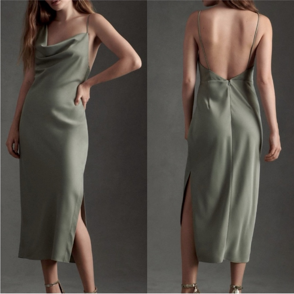 BHLDN August Satin Charmeuse Midi Dress Size 2